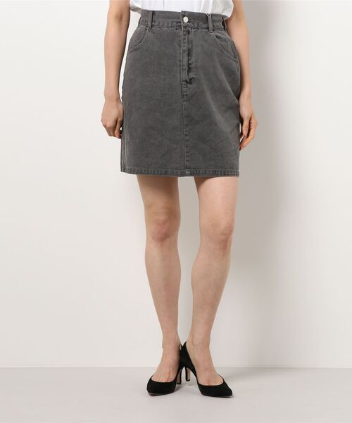 STYLEBLOCK（スタイルブロック）の「デニムピグメント加工ミニスカート（デニムスカート・レディース・チャコールグレー/パープル/ブラウン/ブルー/ライトベージュ・M）」の2枚目の写真