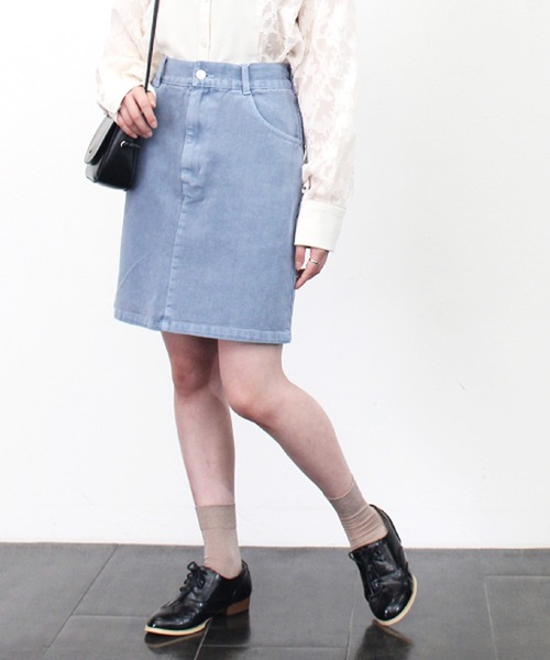 STYLEBLOCK（スタイルブロック）の「デニムピグメント加工ミニスカート（デニムスカート・レディース・チャコールグレー/パープル/ブラウン/ブルー/ライトベージュ・M）」の5枚目の写真