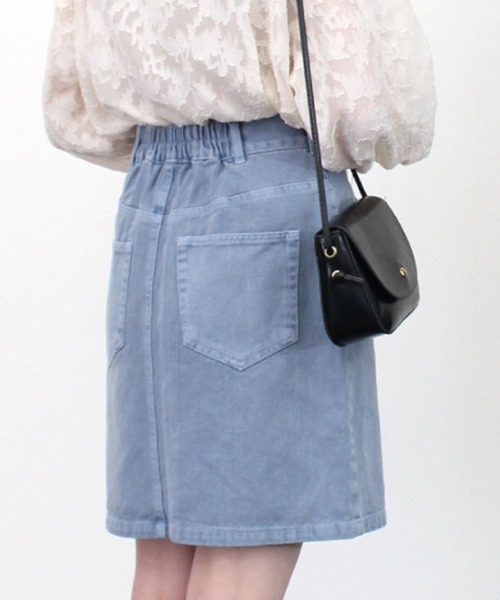 STYLEBLOCK（スタイルブロック）の「デニムピグメント加工ミニスカート（デニムスカート・レディース・チャコールグレー/パープル/ブラウン/ブルー/ライトベージュ・M）」の10枚目の写真