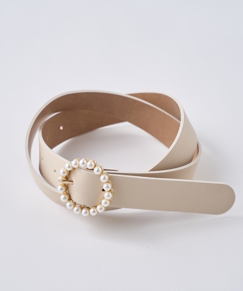 one after another NICE CLAUP(ワンアフターアナザーナイスクラップ)の「パールラウンドベルト(ベルト・レディース・ブラック/アイボリー・ONE SIZE)」の2枚目の写真