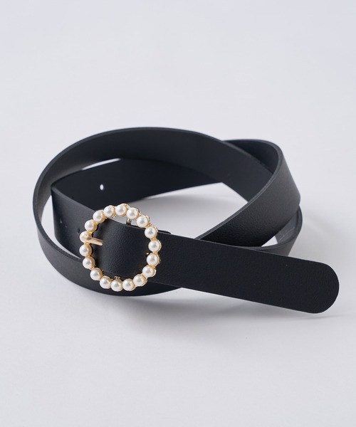 one after another NICE CLAUP(ワンアフターアナザーナイスクラップ)の「パールラウンドベルト(ベルト・レディース・ブラック/アイボリー・ONE SIZE)」の5枚目の写真