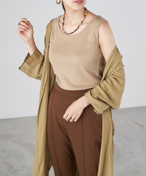 Chaco closet(チャコ クローゼット)の「コットンリブシンプルタンクトップ(タンクトップ・レディース・ブラック/ベージュ/オフホワイト・FREE)」の18枚目の写真