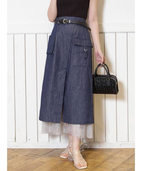 dazzlin（ダズリン）の「ワークレースタックスカート（スカート・レディース・インディゴブルー/アイボリー・SMALL/MEDIUM）」の6枚目の写真