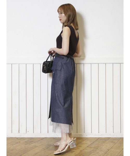 dazzlin（ダズリン）の「ワークレースタックスカート（スカート・レディース・インディゴブルー/アイボリー・SMALL/MEDIUM）」の11枚目の写真