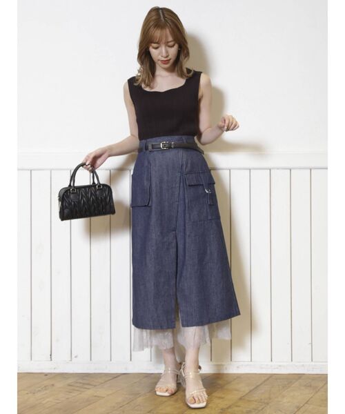 dazzlin（ダズリン）の「ワークレースタックスカート（スカート・レディース・インディゴブルー/アイボリー・SMALL/MEDIUM）」の8枚目の写真