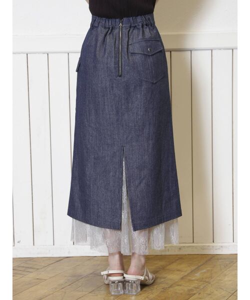 dazzlin（ダズリン）の「ワークレースタックスカート（スカート・レディース・インディゴブルー/アイボリー・SMALL/MEDIUM）」の3枚目の写真