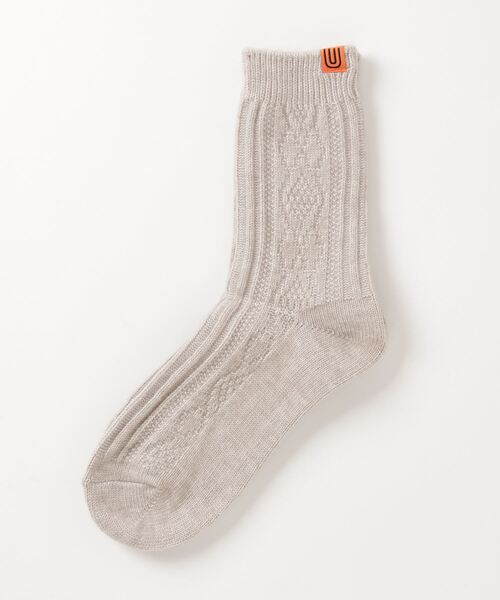 UNIVERSAL OVERALL（ユニバーサルオーバーオール）の「【UNIVERSAL OVERALL】ケーブル編み クルー丈 ソックス LU-004/LU-407（ソックス/靴下・メンズ・ブラック/ピンク/イエロー/オレンジ/グリーン/グレイッシュベージュ・S/M）」の9枚目の写真