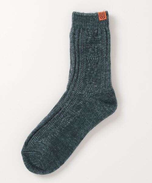 UNIVERSAL OVERALL（ユニバーサルオーバーオール）の「【UNIVERSAL OVERALL】ケーブル編み クルー丈 ソックス LU-004/LU-407（ソックス/靴下・メンズ・ブラック/ピンク/イエロー/オレンジ/グリーン/グレイッシュベージュ・S/M）」の10枚目の写真