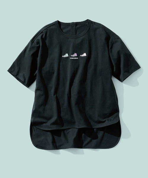CONVERSE(コンバース)の「大きいサイズ 綿100%バックヘンリーデザインTシャツ(コンバース)(その他トップス・レディース・モカ/ブラック・L~LL/5L~6L/3L~4L)」の12枚目の写真