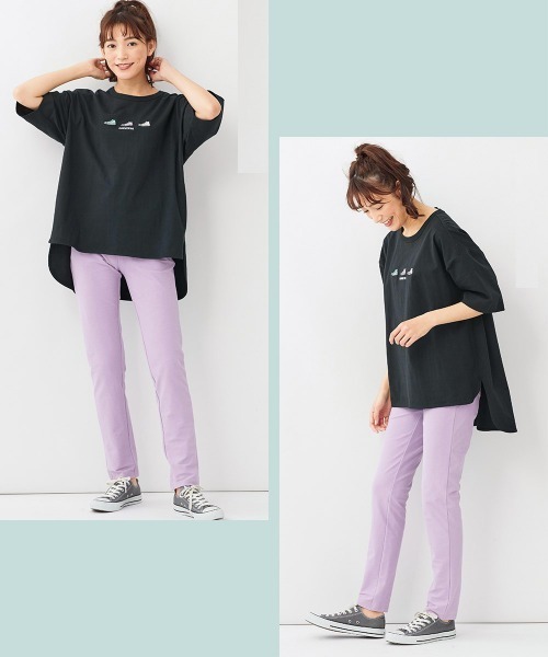 CONVERSE(コンバース)の「大きいサイズ 綿100%バックヘンリーデザインTシャツ(コンバース)(その他トップス・レディース・モカ/ブラック・L~LL/5L~6L/3L~4L)」の10枚目の写真