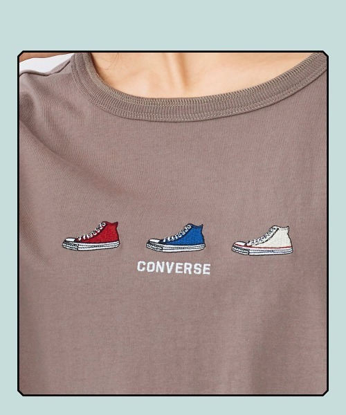CONVERSE(コンバース)の「大きいサイズ 綿100%バックヘンリーデザインTシャツ(コンバース)(その他トップス・レディース・モカ/ブラック・L~LL/5L~6L/3L~4L)」の8枚目の写真
