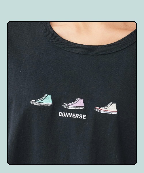 CONVERSE(コンバース)の「大きいサイズ 綿100%バックヘンリーデザインTシャツ(コンバース)(その他トップス・レディース・モカ/ブラック・L~LL/5L~6L/3L~4L)」の11枚目の写真