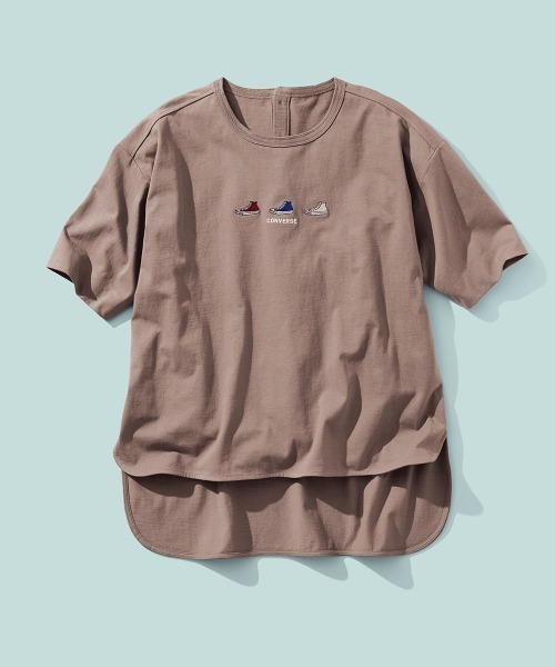 CONVERSE(コンバース)の「大きいサイズ 綿100%バックヘンリーデザインTシャツ(コンバース)(その他トップス・レディース・モカ/ブラック・L~LL/5L~6L/3L~4L)」の9枚目の写真