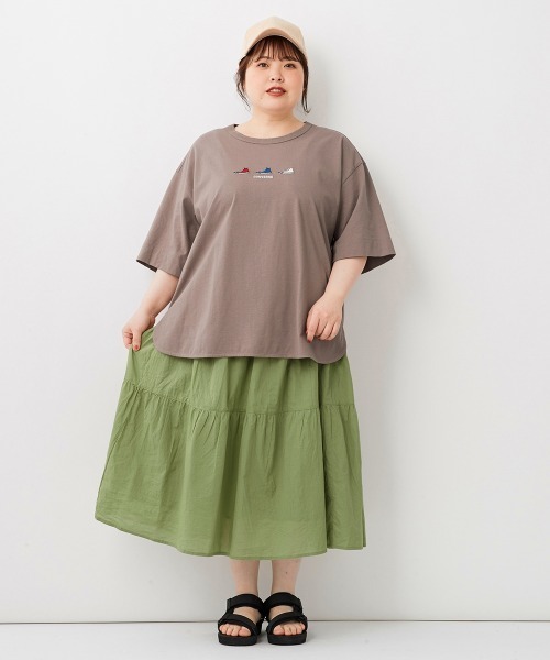 CONVERSE(コンバース)の「大きいサイズ 綿100%バックヘンリーデザインTシャツ(コンバース)(その他トップス・レディース・モカ/ブラック・L~LL/5L~6L/3L~4L)」の13枚目の写真