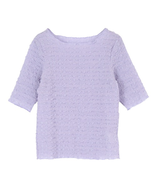 titivate(ティティベイト)の「クラッシュジャガード5分袖トップス(Tシャツ/カットソー・レディース・ホワイト/グリーン/パープル/ブラック・M)」の4枚目の写真
