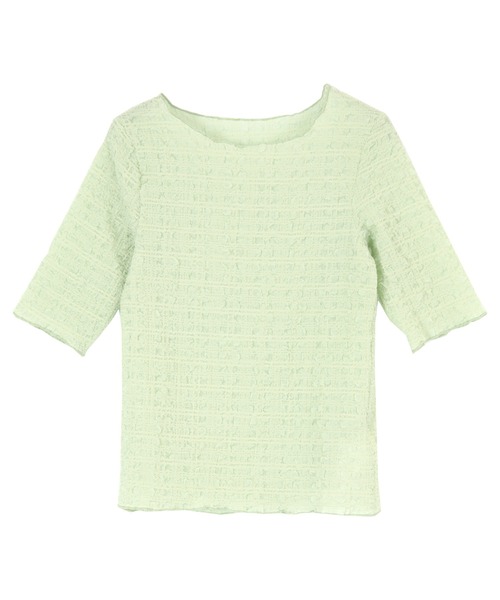 titivate(ティティベイト)の「クラッシュジャガード5分袖トップス(Tシャツ/カットソー・レディース・ホワイト/グリーン/パープル/ブラック・M)」の1枚目の写真