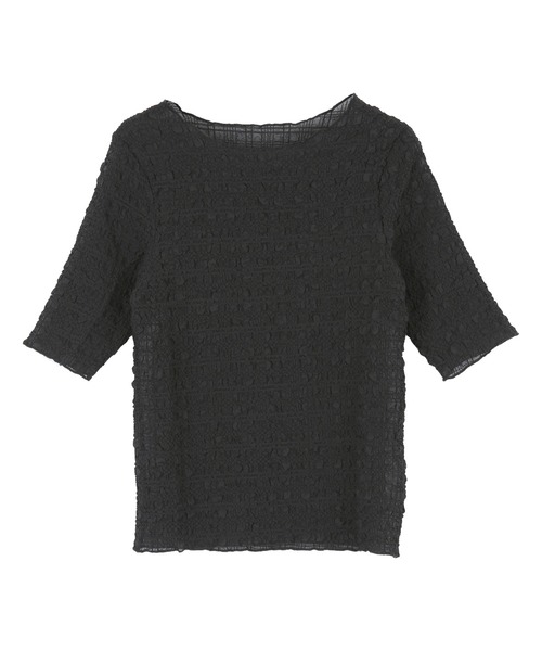 titivate(ティティベイト)の「クラッシュジャガード5分袖トップス(Tシャツ/カットソー・レディース・ホワイト/グリーン/パープル/ブラック・M)」の3枚目の写真