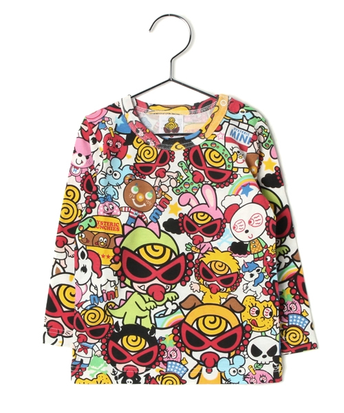 HYSTERIC MINI（ヒステリックミニ）の「BABY Hungry meet the Monsters 総柄 長袖Tシャツ（Tシャツ/カットソー・キッズ・その他/グリーン系その他/ホワイト系その他・80/90）」の2枚目の写真