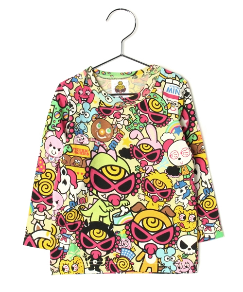 HYSTERIC MINI（ヒステリックミニ）の「BABY Hungry meet the Monsters 総柄 長袖Tシャツ（Tシャツ/カットソー・キッズ・その他/グリーン系その他/ホワイト系その他・80/90）」の3枚目の写真
