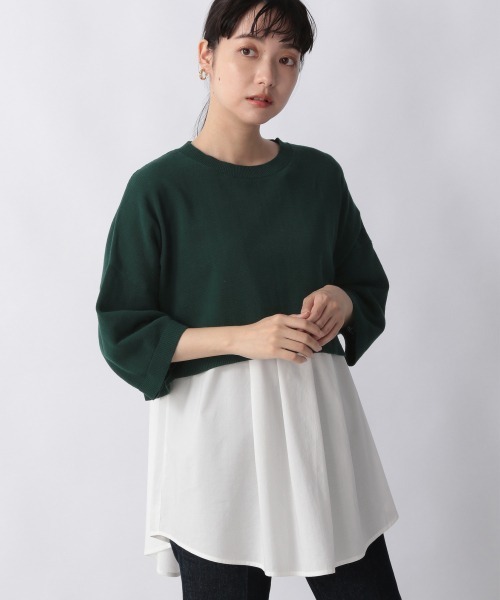 LOWRYS FARM（ローリーズファーム）の「ショートニット２Ｐ６Ｓ　215896（ニット/セーター・レディース・アイボリー/ブラック/グリーン・FREE）」の3枚目の写真