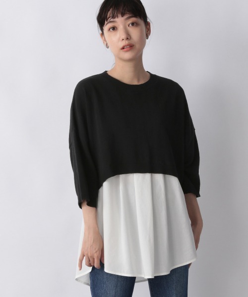 LOWRYS FARM（ローリーズファーム）の「ショートニット２Ｐ６Ｓ　215896（ニット/セーター・レディース・アイボリー/ブラック/グリーン・FREE）」の2枚目の写真