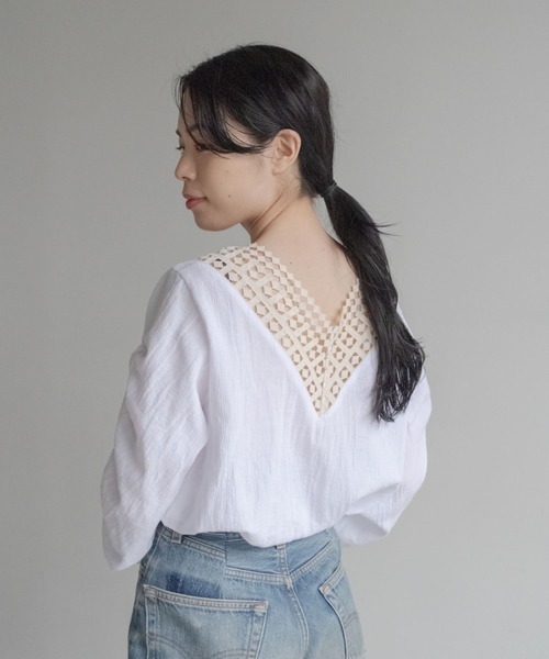 ONEME(ワンム)の「ONEME Back lace blouse(シャツ/ブラウス・レディース・オフホワイト・FREE)」の5枚目の写真