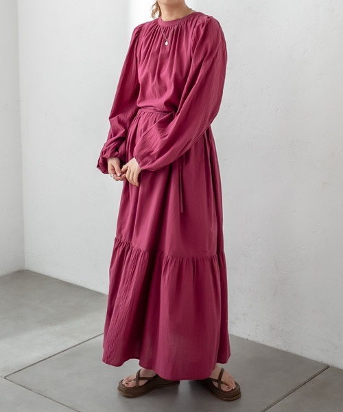 mystic（ミスティック）の「カシュクールティアードワンピース（ワンピース・レディース・オフホワイト/グリーン/バーガンディー・1/2）」の12枚目の写真