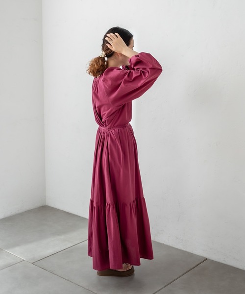 mystic（ミスティック）の「カシュクールティアードワンピース（ワンピース・レディース・オフホワイト/グリーン/バーガンディー・1/2）」の13枚目の写真