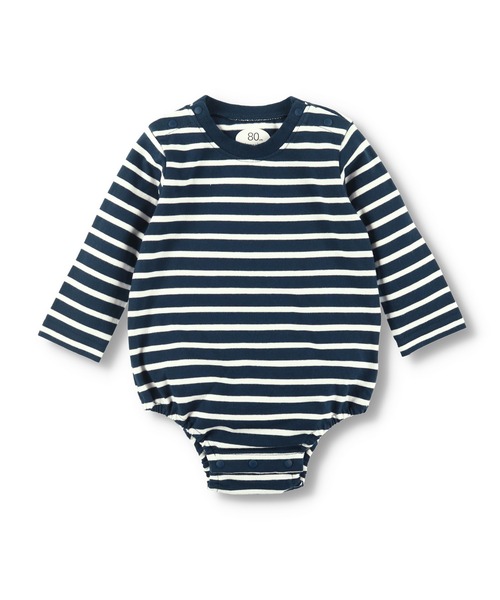 BRANSHES(ブランシェス)の「ボーダー長袖ボディスーツ(ロンパース・キッズ・ネイビー/アイボリー・80cm/70cm)」の1枚目の写真