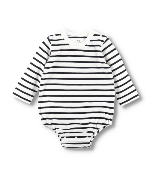 BRANSHES(ブランシェス)の「ボーダー長袖ボディスーツ(ロンパース・キッズ・ネイビー/アイボリー・80cm/70cm)」の2枚目の写真
