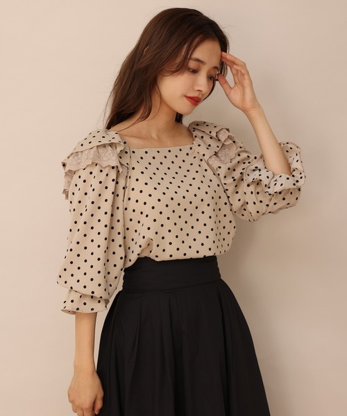 one after another NICE CLAUP（ワンアフターアナザーナイスクラップ）の「フリル衿アソートブラウス（シャツ/ブラウス・レディース・ブラック/アイボリー/ドット/チェック・FREE）」の13枚目の写真