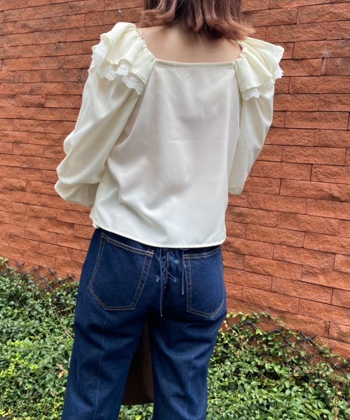 one after another NICE CLAUP（ワンアフターアナザーナイスクラップ）の「フリル衿アソートブラウス（シャツ/ブラウス・レディース・ブラック/アイボリー/ドット/チェック・FREE）」の10枚目の写真