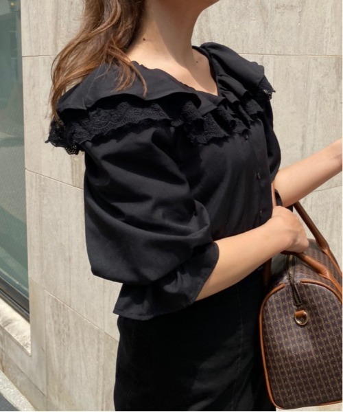 one after another NICE CLAUP（ワンアフターアナザーナイスクラップ）の「フリル衿アソートブラウス（シャツ/ブラウス・レディース・ブラック/アイボリー/ドット/チェック・FREE）」の18枚目の写真