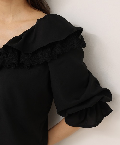 one after another NICE CLAUP（ワンアフターアナザーナイスクラップ）の「フリル衿アソートブラウス（シャツ/ブラウス・レディース・ブラック/アイボリー/ドット/チェック・FREE）」の6枚目の写真