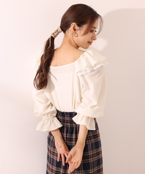 one after another NICE CLAUP（ワンアフターアナザーナイスクラップ）の「フリル衿アソートブラウス（シャツ/ブラウス・レディース・ブラック/アイボリー/ドット/チェック・FREE）」の20枚目の写真