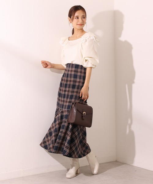 one after another NICE CLAUP（ワンアフターアナザーナイスクラップ）の「フリル衿アソートブラウス（シャツ/ブラウス・レディース・ブラック/アイボリー/ドット/チェック・FREE）」の9枚目の写真