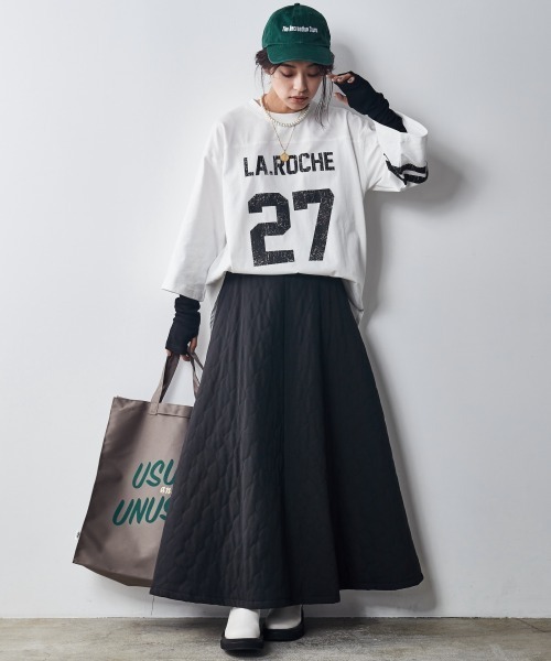 CHIC STYLE(シックスタイル)の「キルティングマキシフレアスカート <大きいサイズ有>シックスタイル (スカート・レディース・グレー/ブラック・4L/L/5L/LL/3L/6L/M)」の6枚目の写真