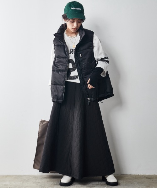 CHIC STYLE(シックスタイル)の「キルティングマキシフレアスカート <大きいサイズ有>シックスタイル (スカート・レディース・グレー/ブラック・4L/L/5L/LL/3L/6L/M)」の8枚目の写真