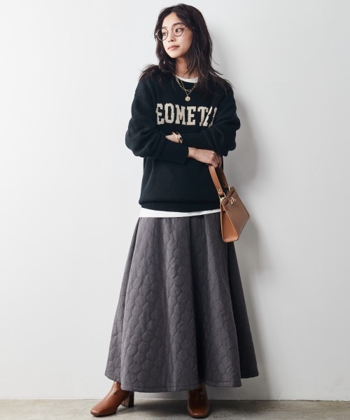 CHIC STYLE(シックスタイル)の「キルティングマキシフレアスカート <大きいサイズ有>シックスタイル (スカート・レディース・グレー/ブラック・4L/L/5L/LL/3L/6L/M)」の11枚目の写真