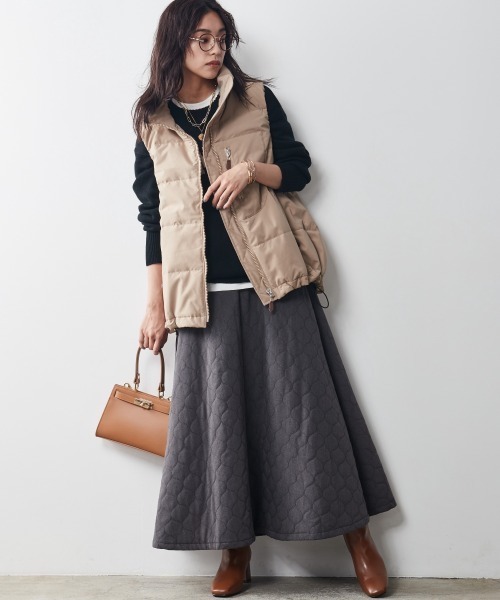 CHIC STYLE(シックスタイル)の「キルティングマキシフレアスカート <大きいサイズ有>シックスタイル (スカート・レディース・グレー/ブラック・4L/L/5L/LL/3L/6L/M)」の22枚目の写真