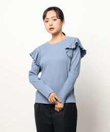 COLONY 2139 | ランダムテレコ肩フリル長袖Tシャツ(Tシャツ/カットソー)