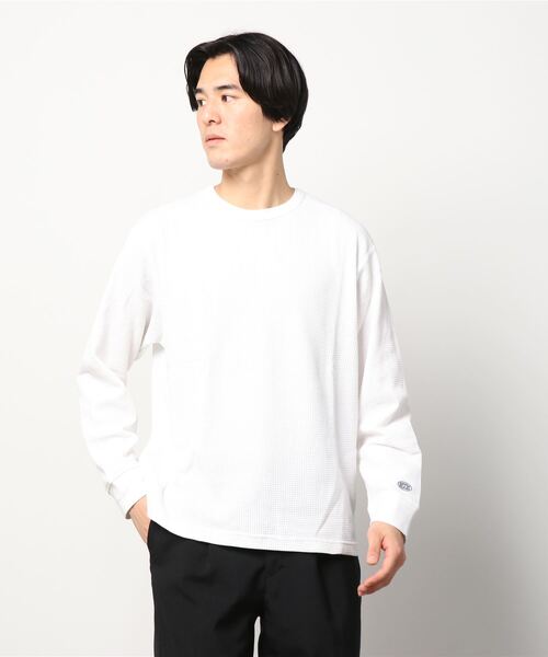 DISCUS（ディスカス）の「DISCUS ディスカス 無地ワッフルロングスリーブTシャツ（Tシャツ/カットソー・メンズ・ホワイト/ブラック/グレー/カーキ/ブルー・M/L/XL）」の6枚目の写真