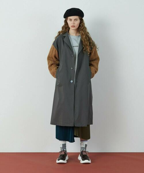 FRAPBOIS（フラボア）の「ケーブルチェスター コート（その他アウター・レディース・グレイッシュベージュ/チャコールグレー・1/2）」の7枚目の写真