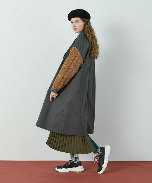 FRAPBOIS（フラボア）の「ケーブルチェスター コート（その他アウター・レディース・グレイッシュベージュ/チャコールグレー・1/2）」の9枚目の写真
