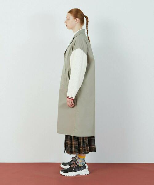 FRAPBOIS（フラボア）の「ケーブルチェスター コート（その他アウター・レディース・グレイッシュベージュ/チャコールグレー・1/2）」の13枚目の写真