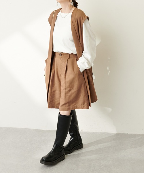 DISCOAT（ディスコート）の「セットアップタックショートパンツ（その他パンツ・レディース・ブラック/モカ/グレイッシュベージュ・FREE）」の5枚目の写真