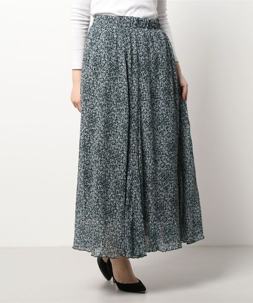 Samansa Mos2 blue（サマンサモスモスブルー）の「花柄楊柳スカート（スカート・レディース・グリーン/ブラック/ブラウン・ﾌﾘ-）」の6枚目の写真