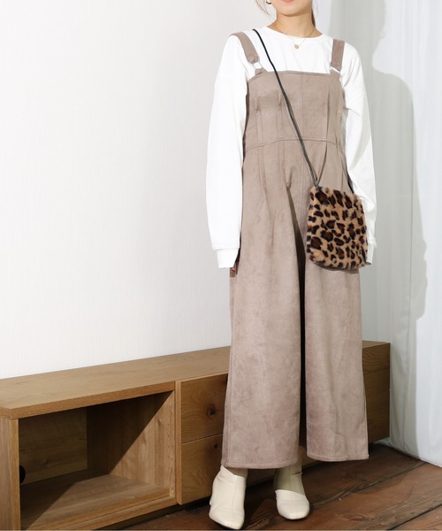 Per sist ence（パーシエンス）の「Per sist ence/パーシエンス　 ポンチスウェード タック入りジャンパースカート（ジャンパースカート・レディース・ブラウン/アイボリー/グレイッシュベージュ・FREE）」の3枚目の写真