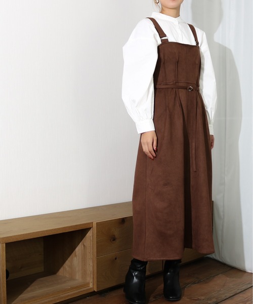 Per sist ence（パーシエンス）の「Per sist ence/パーシエンス　 ポンチスウェード タック入りジャンパースカート（ジャンパースカート・レディース・ブラウン/アイボリー/グレイッシュベージュ・FREE）」の13枚目の写真