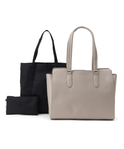 SHOO・LA・RUE（シューラルー）の「◆【フォーマル/入卒/抗菌】ビッグトート（トートバッグ・レディース・ブラック/サンドベージュ/ブラック系7/ナチュラル・00）」の4枚目の写真